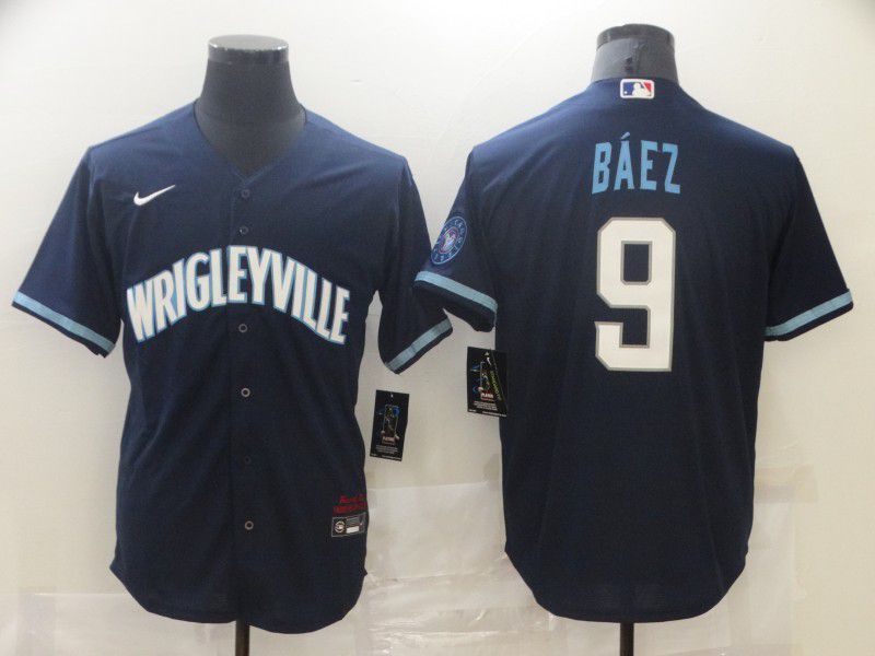 Men Chicago Cubs #9 Baez Blue City Edition 2024 Nike MLB Jersey style 1